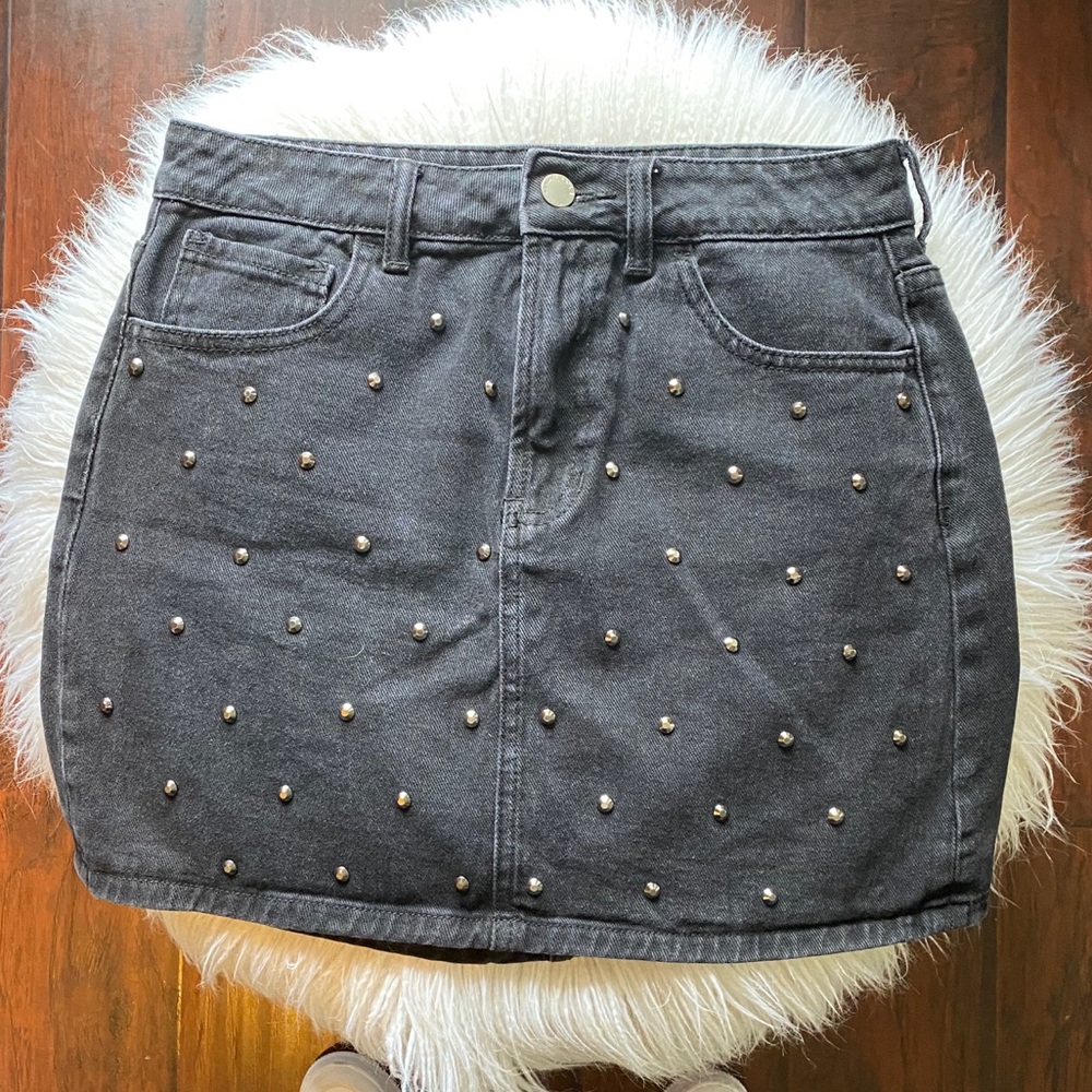 Kendall & Kylie Studded Black Jean Skirt